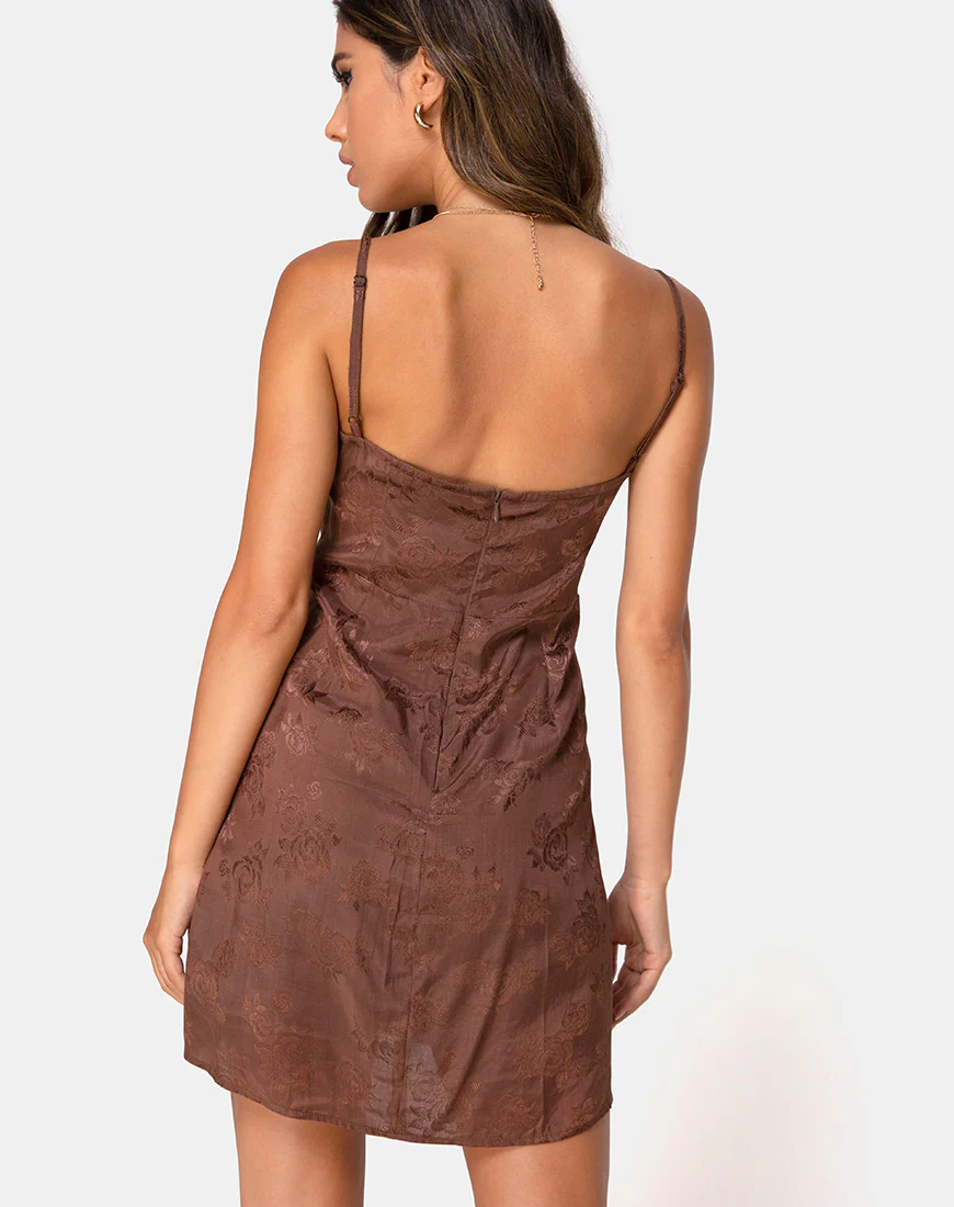 Boyasly Slip Dress in Satin Rose Chocolate - Image 2