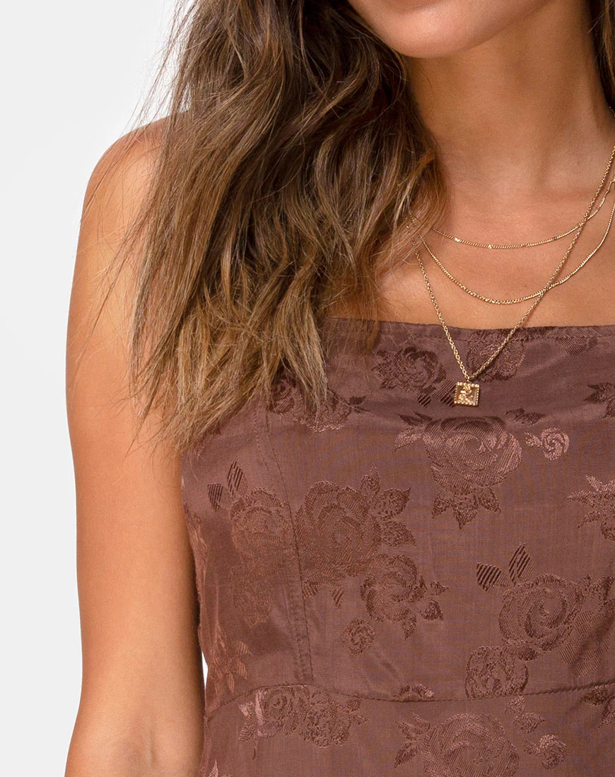 Boyasly Slip Dress in Satin Rose Chocolate - Image 5