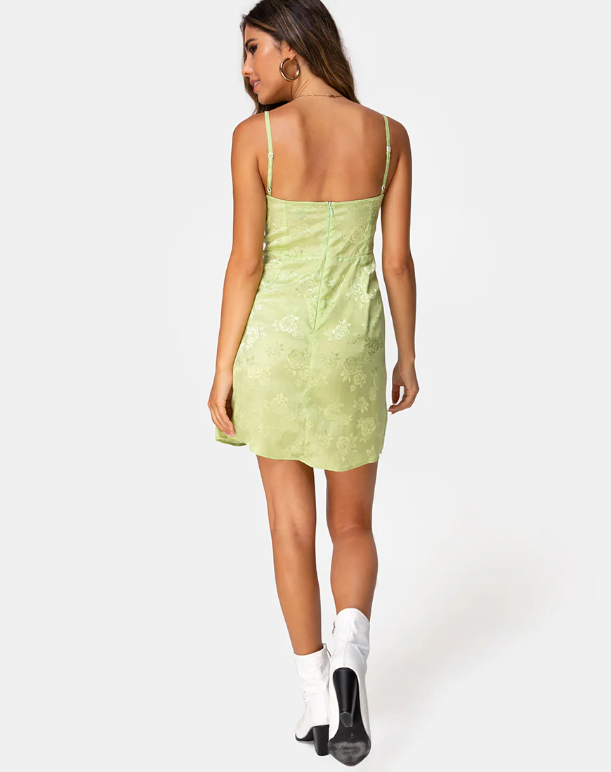 Boyasly Slip Dress in Satin Rose Lime - Image 4