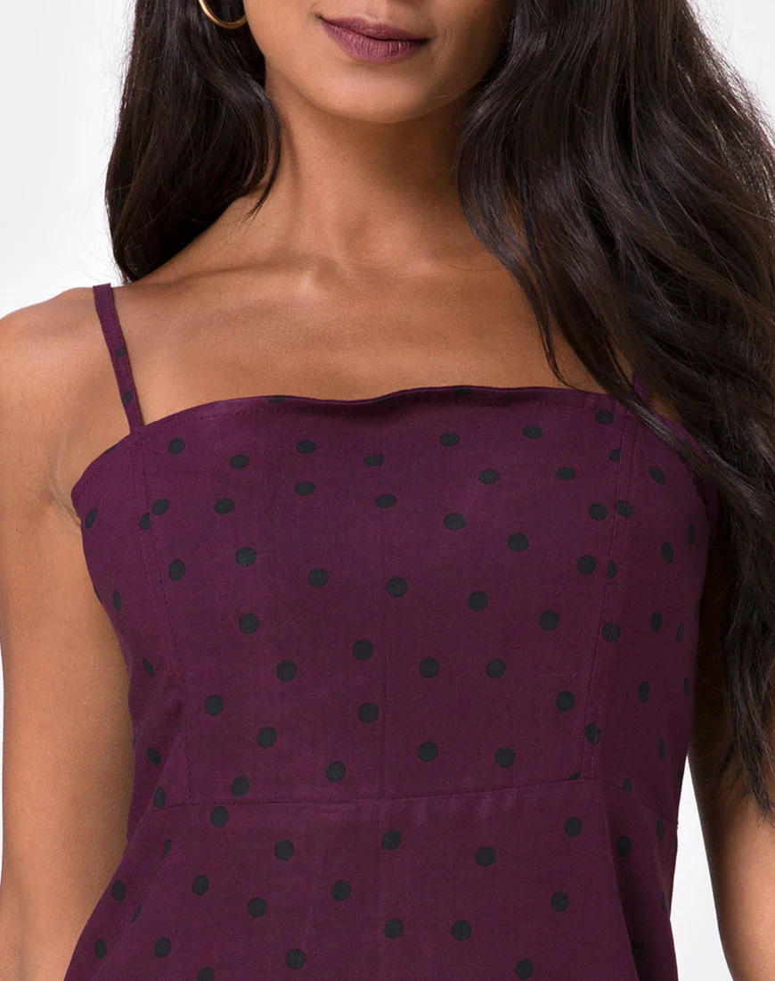 Boyasly Slip Dress in Skater Polka Wine - Image 5