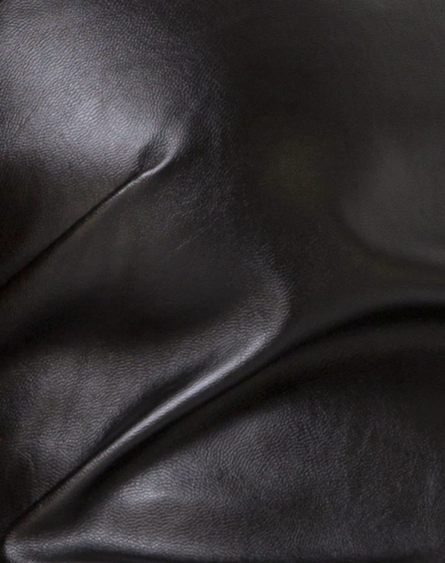 Brandy Bodycon Dress in Vegan Leather Black - Image 5