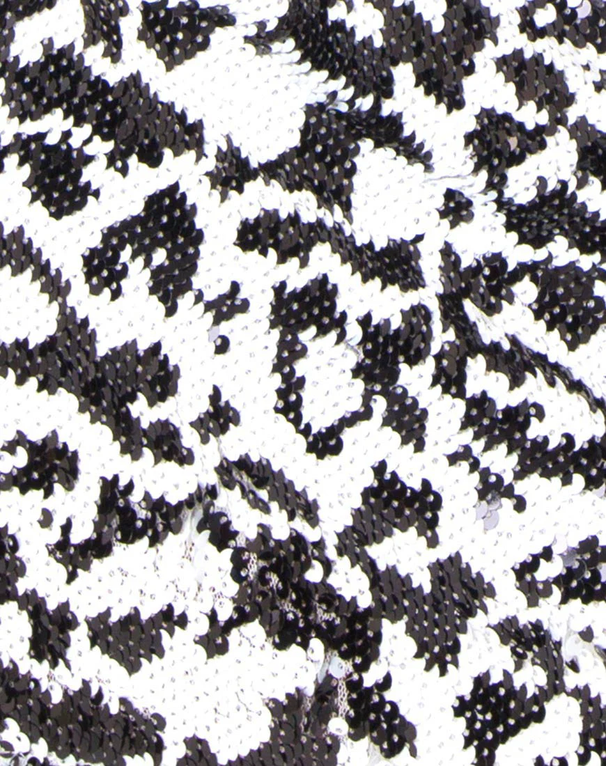 Brandy Bodycon Dress in White Leopard Sequin - Image 5