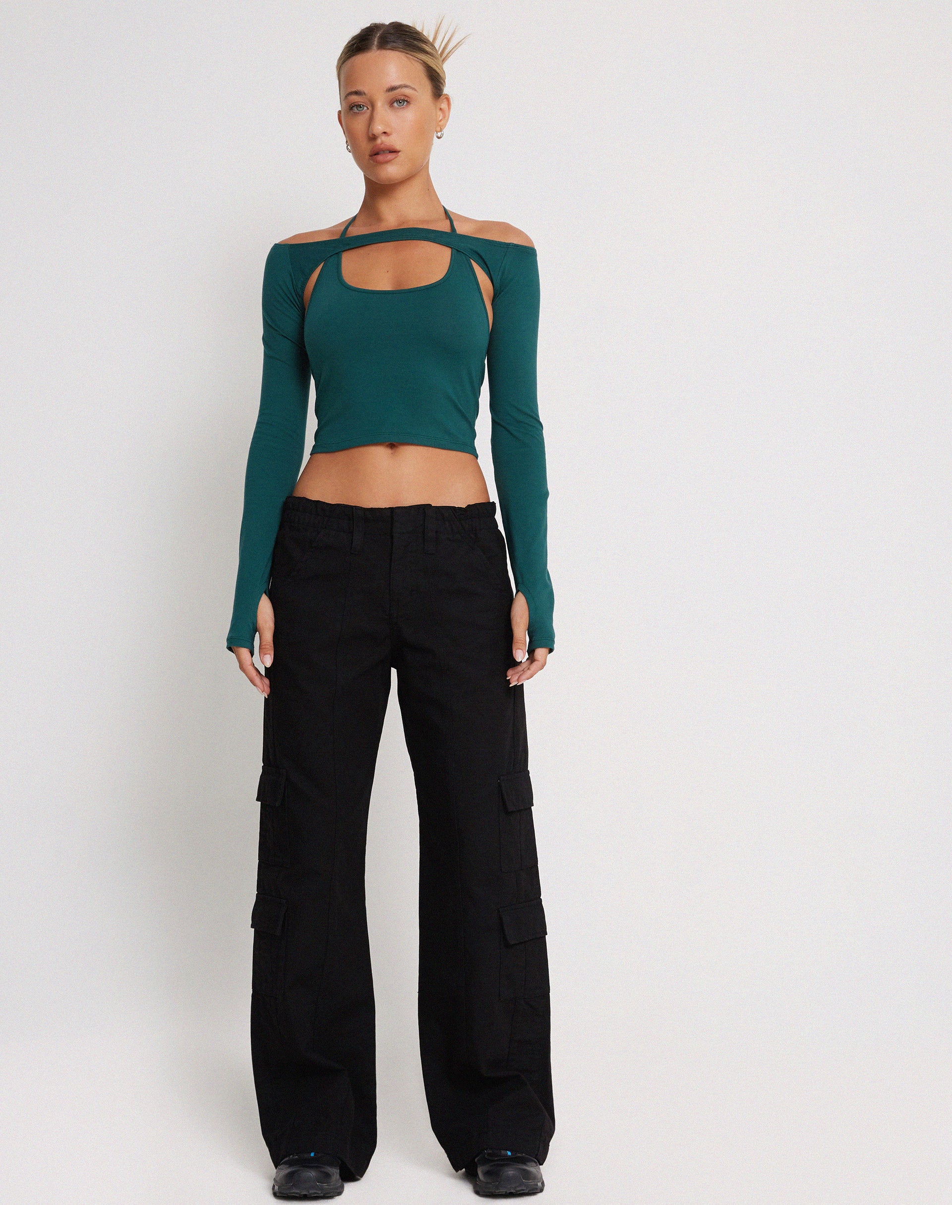 Brandy Long Sleeve Top in Bottle Green - Image 5