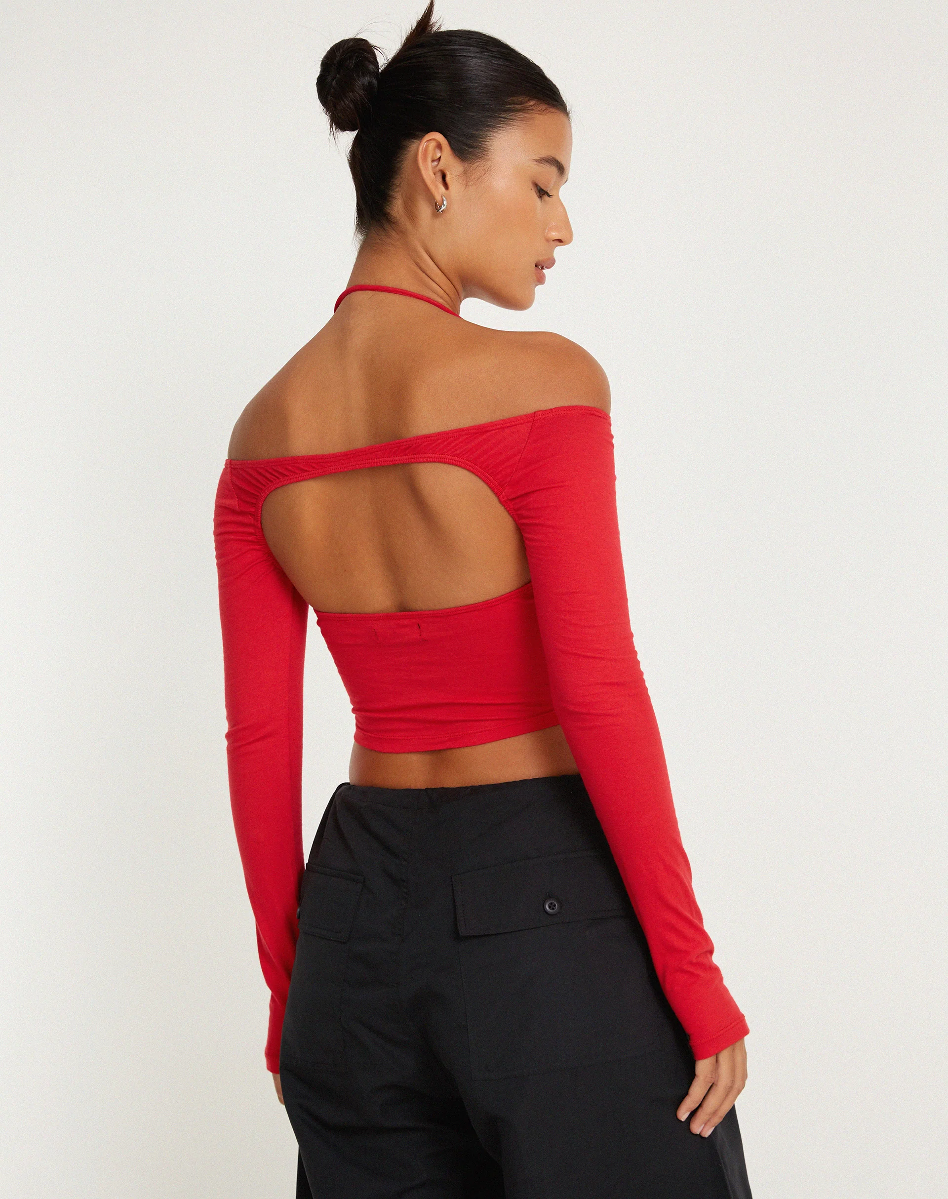 Brandy Long Sleeve Top in Racing Red - Image 2