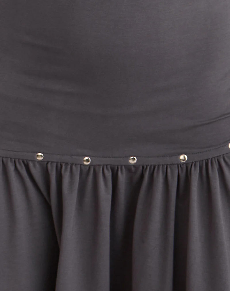Brani Studded Mini Dress in Charcoal Grey - Image 6