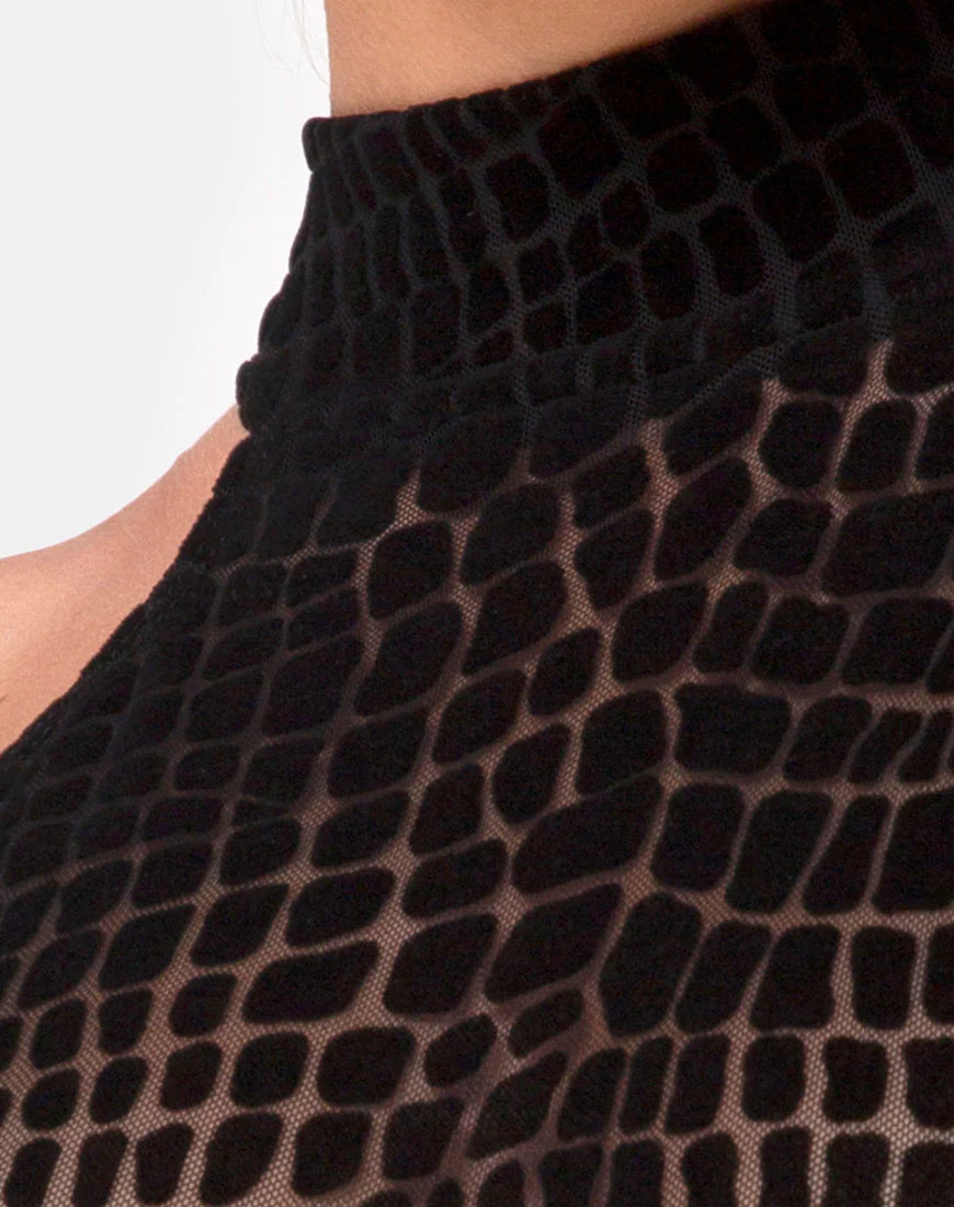 Brava Bodice in Croc Flock Black - Image 5