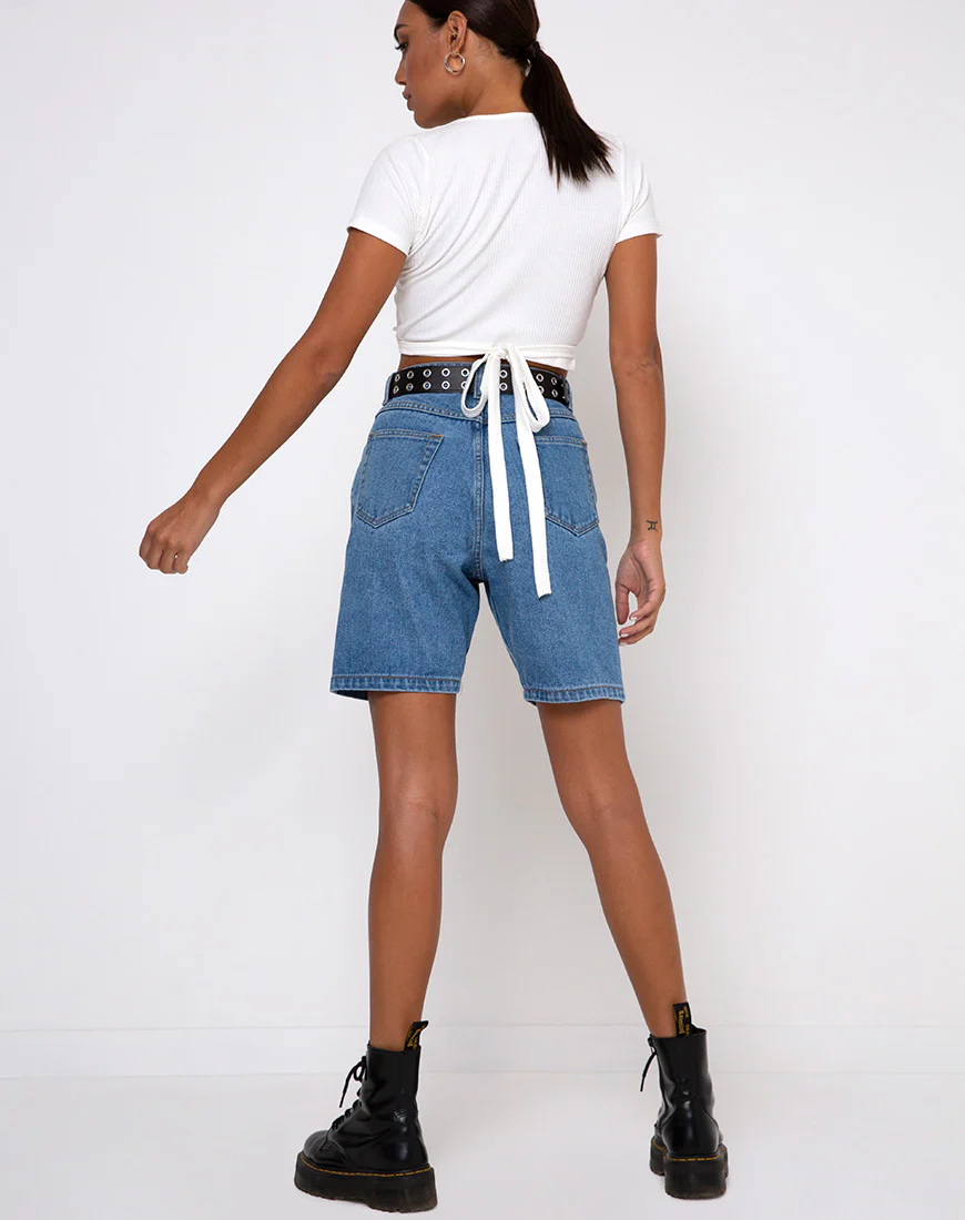 Bria Wrap Top in Rib Ivory - Image 4