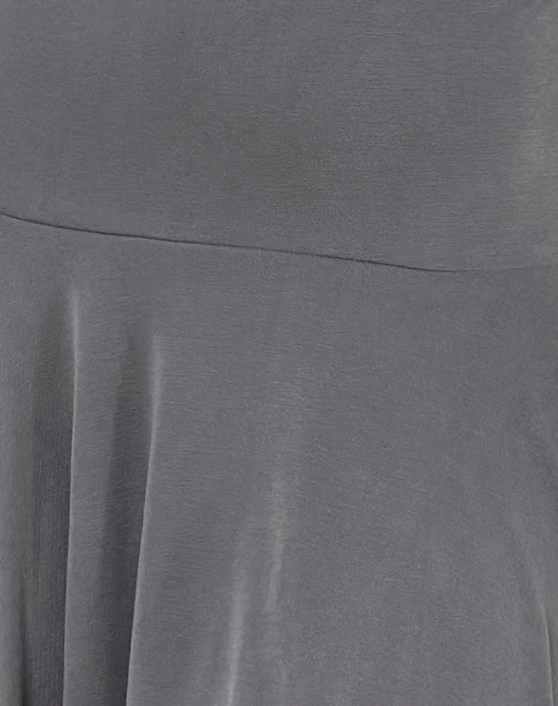 Briar Waterfall Mini Dress in Cupro Grey - Image 6