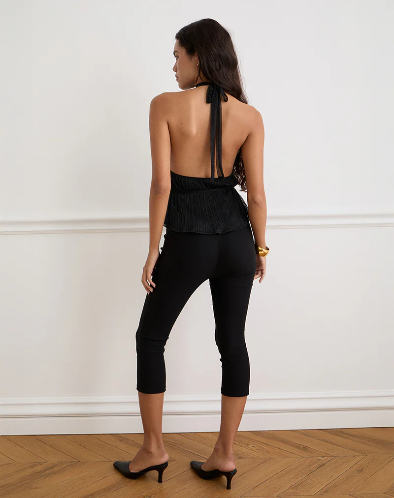 Brienne Top in Chiffon Plisse Black with Lining - Image 4