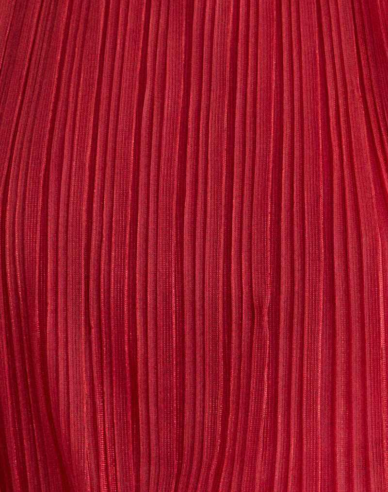 Brienne Top in Shimmer Plisse Red - Image 7