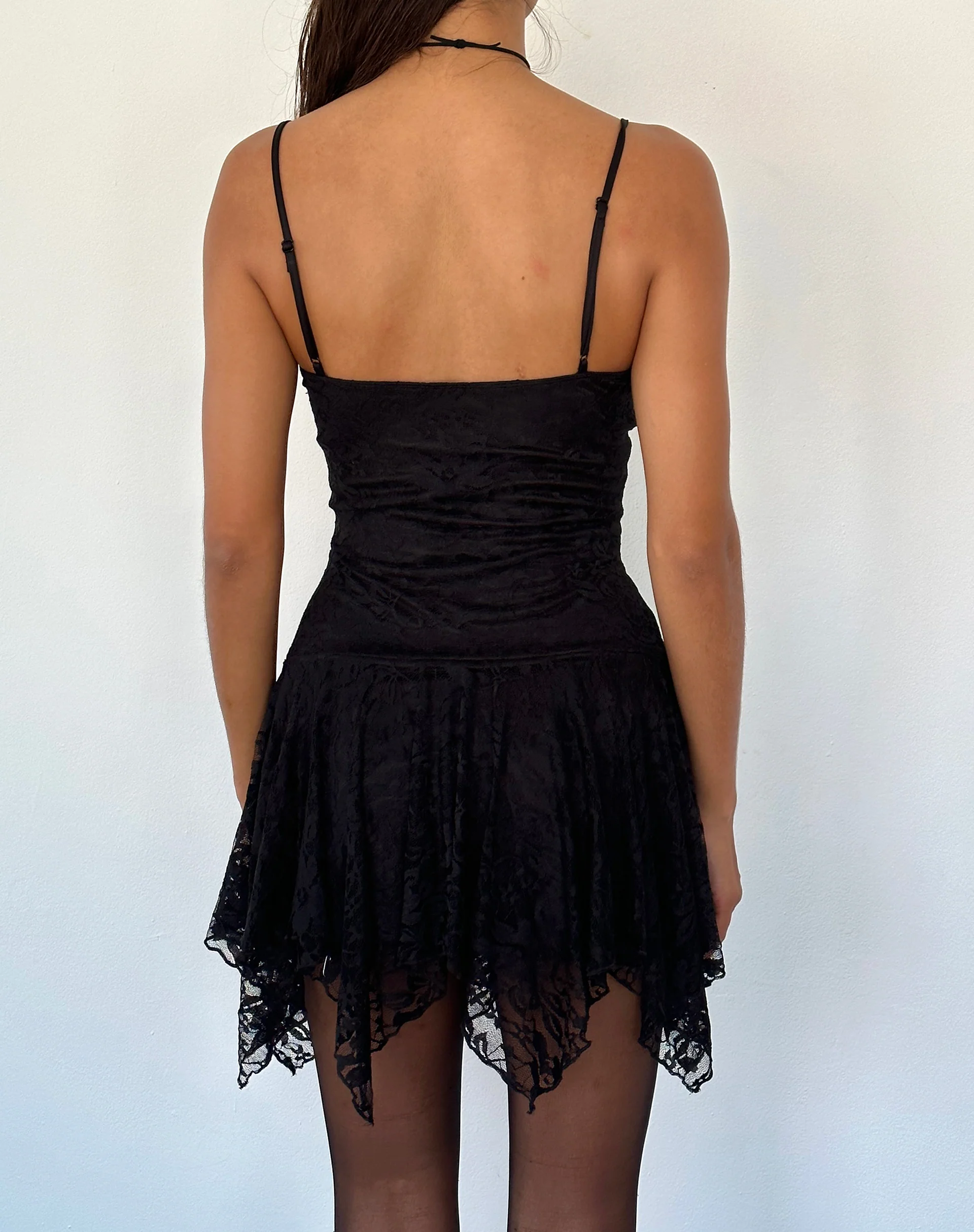 Brilliana Mini Dress in Floral Lace Jet Black - Image 5