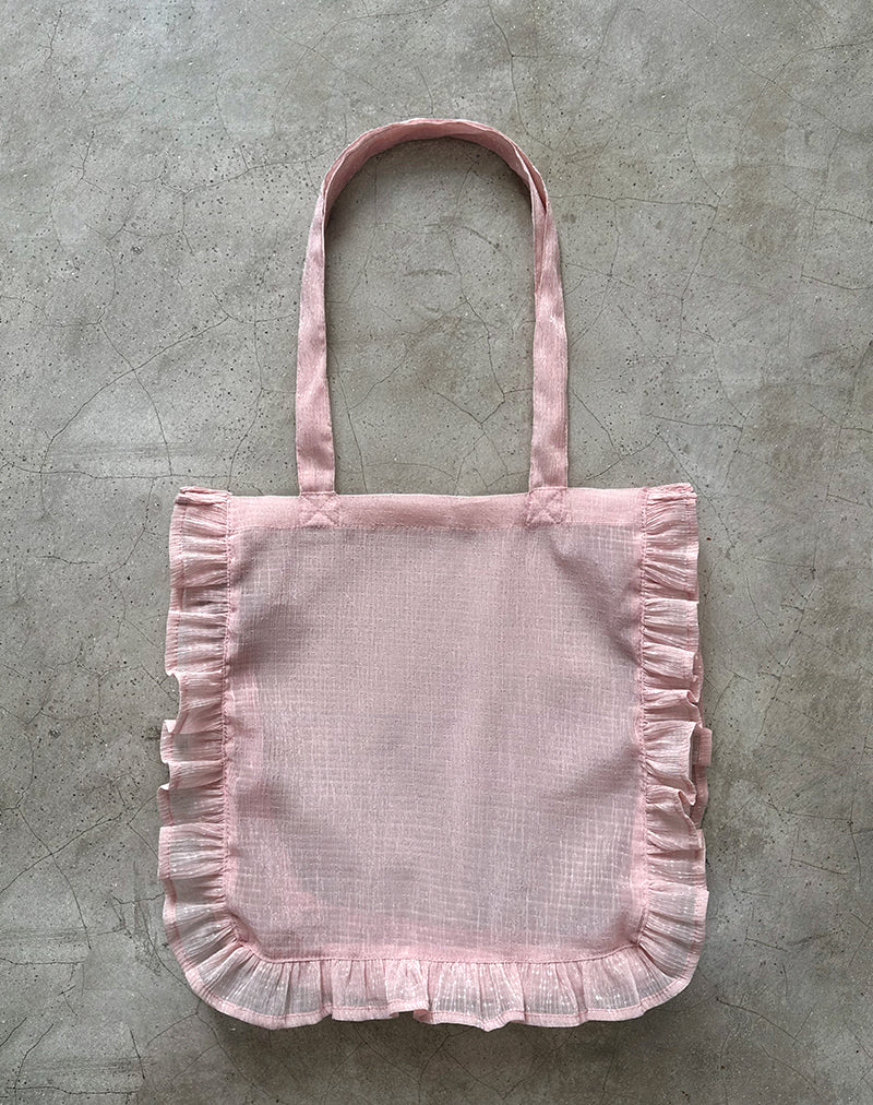 Brinana Tote Bag in Textured Chiffon Pink - Image 2