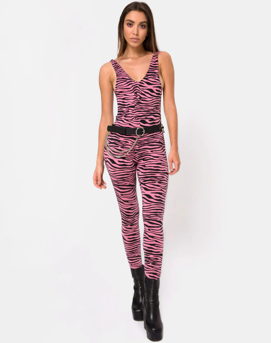 Brista Catsuit in Zip's Zebra Pink - Image 3