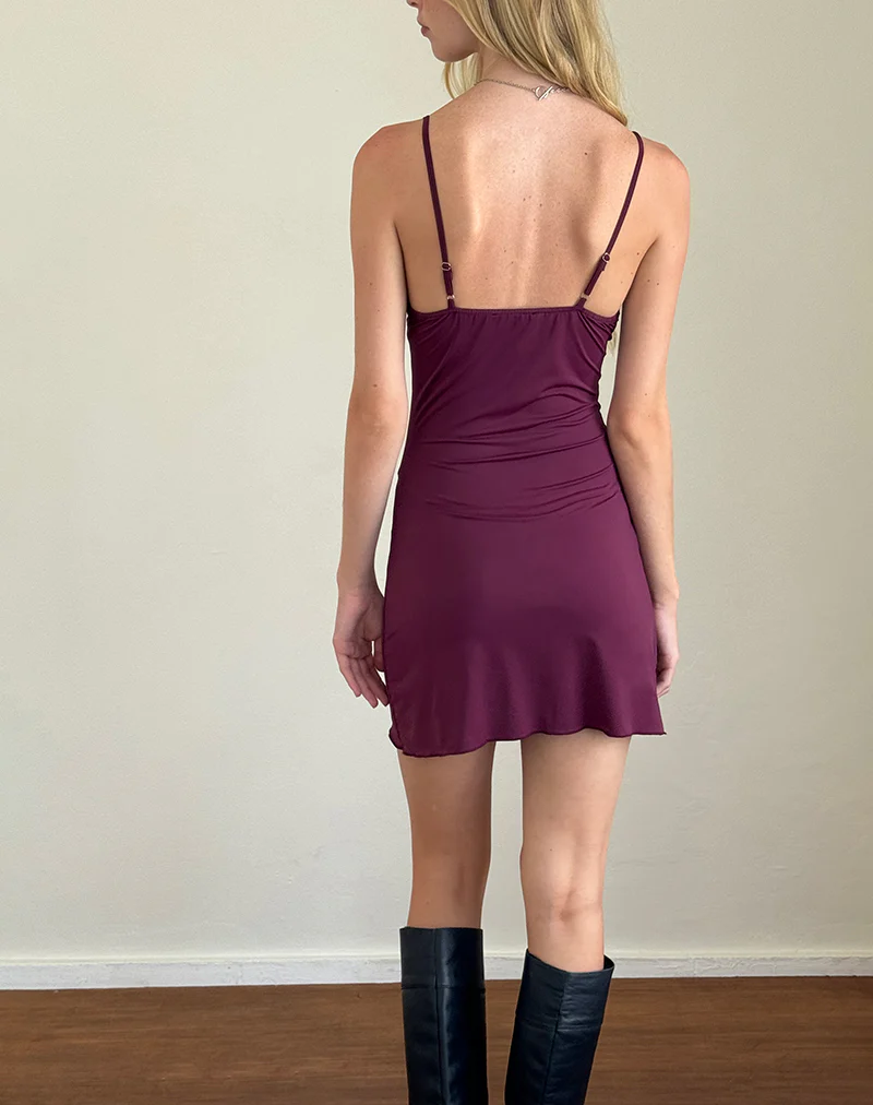 Britney Mini Dress in Smooth Slinky Berry - Image 4