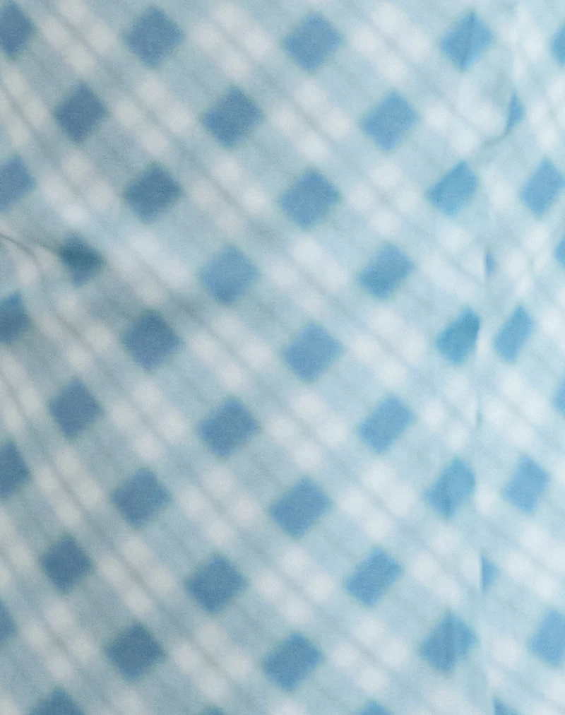 Briva Neck Tie Top in Blurred Check Blue - Image 5