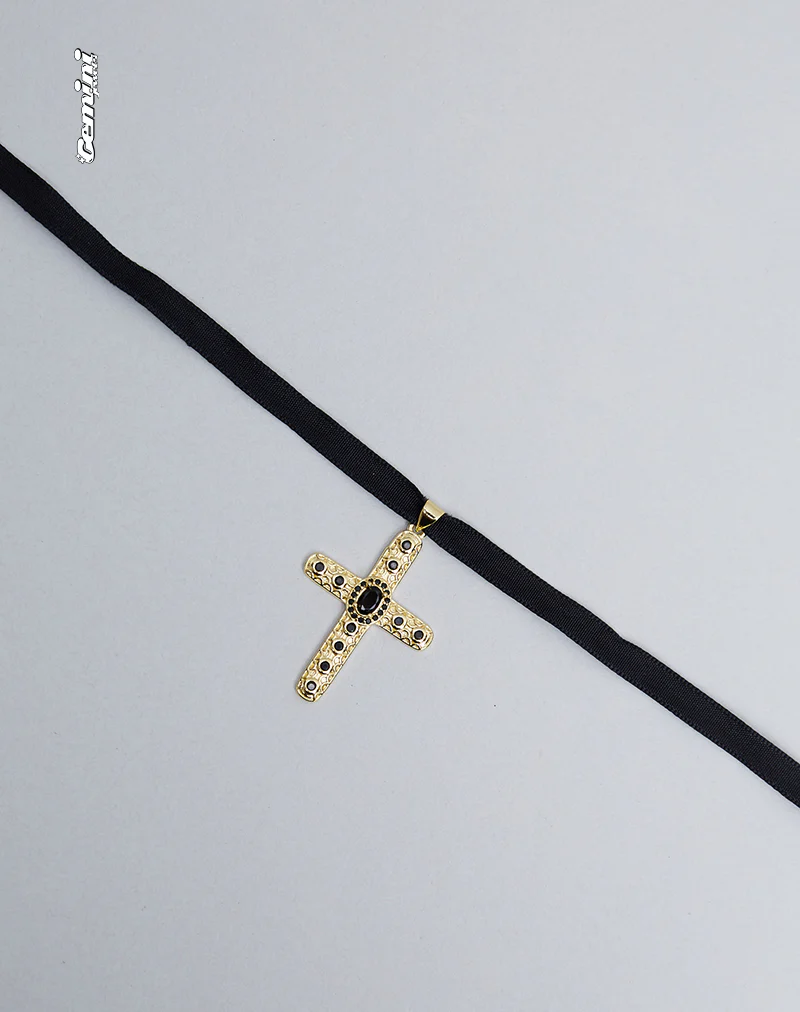 Brooklyn Cross Choker Necklace by Gemini Jewels - Image 3