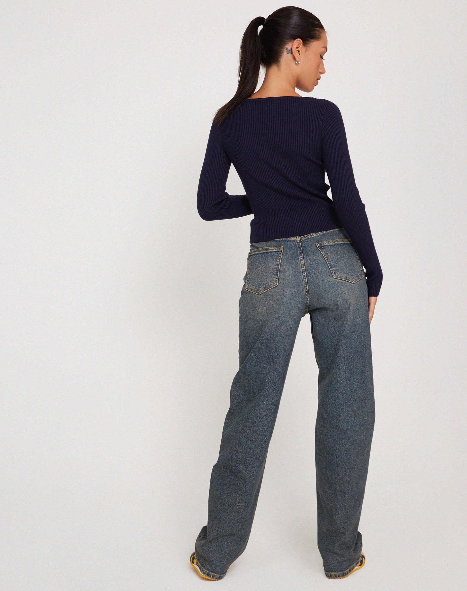 Buana Long Sleeve Top in Dark Navy - Image 5