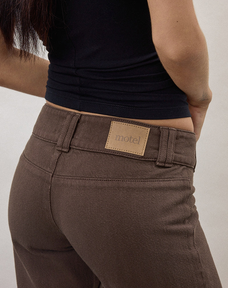 Buckle Flare Trouser in Dark Brown - Image 7