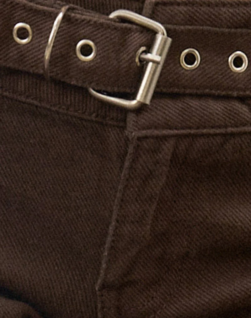Buckle Flare Trouser in Dark Brown - Image 8