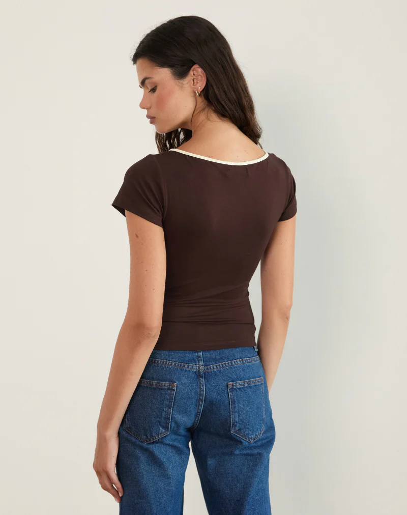 Bunga Flower Cut Out Top in Bitter Chocolate with Lemon Binding - Image 5