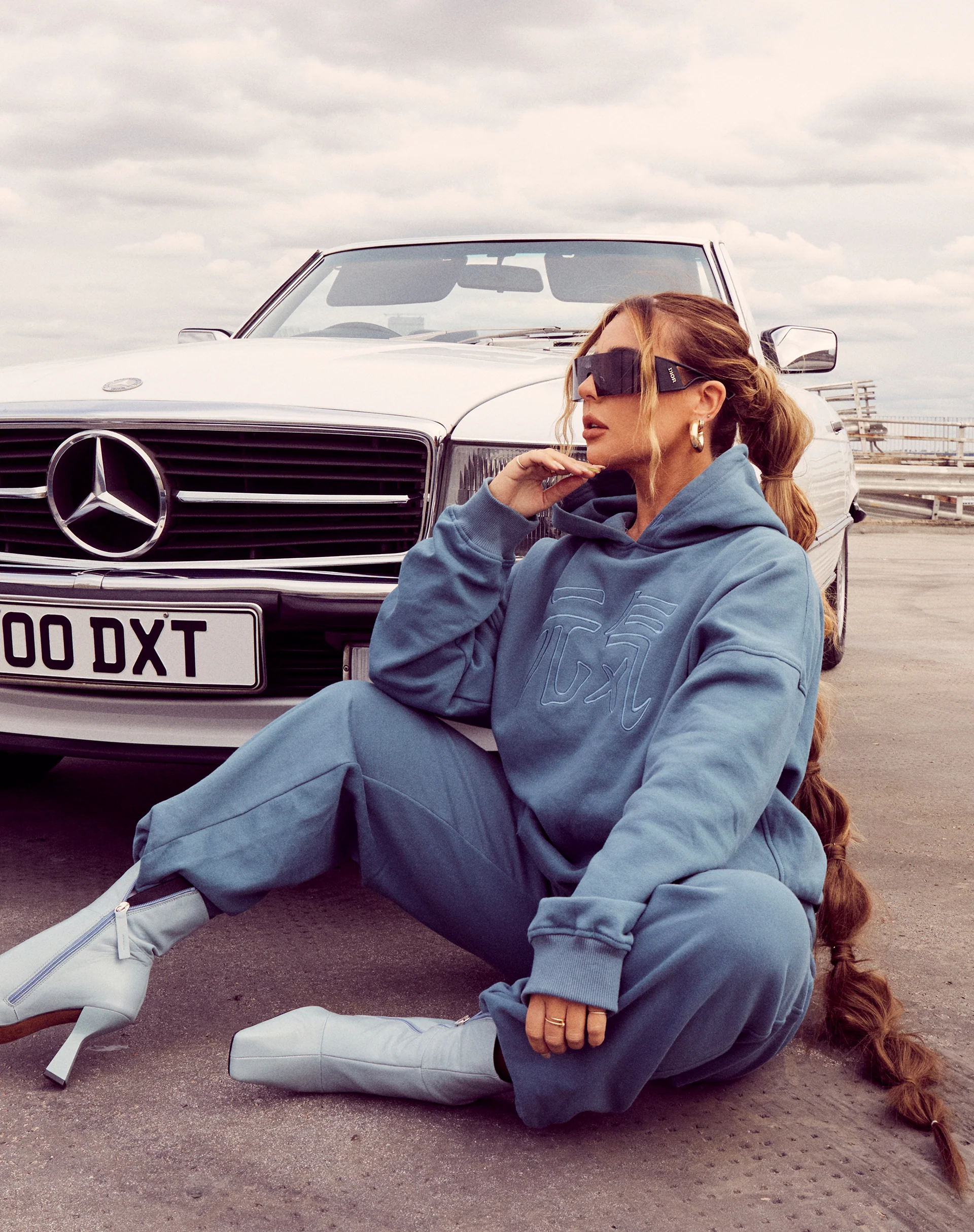 Bungee Hoody in Mineral Blue Japanese 'Spirit' Embro - Image 3