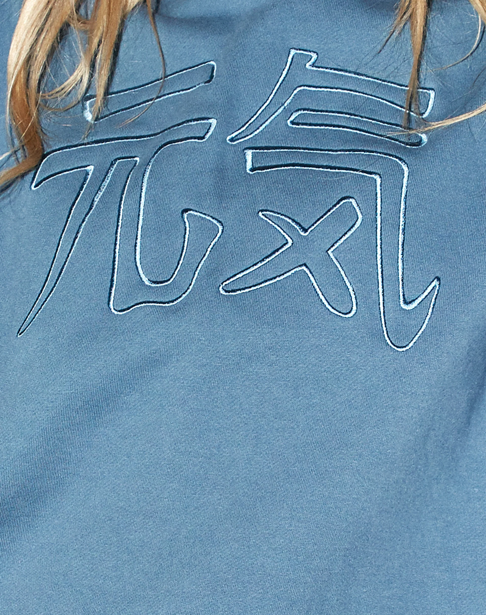 Bungee Hoody in Mineral Blue Japanese 'Spirit' Embro - Image 7