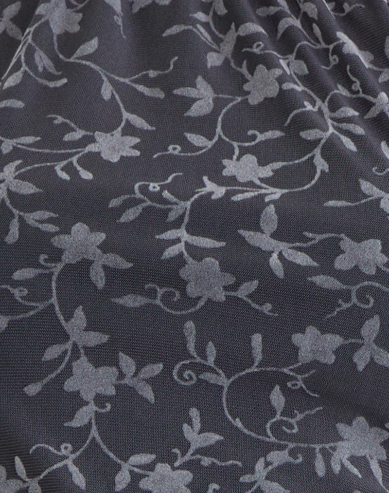 Burkie Halterneck Top in Pretty Petal Flock Dark Grey - Image 5