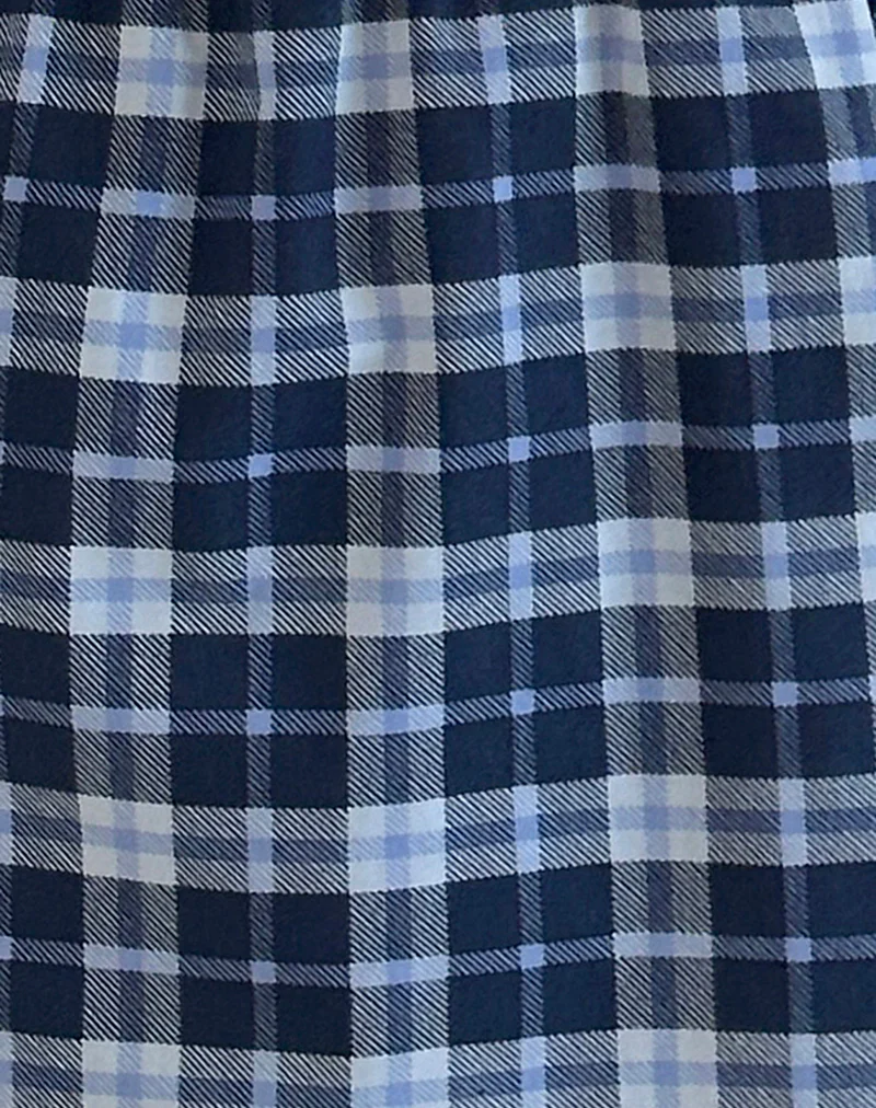 Byan Tie Front Dress in Tartan Dark Blue - Image 6