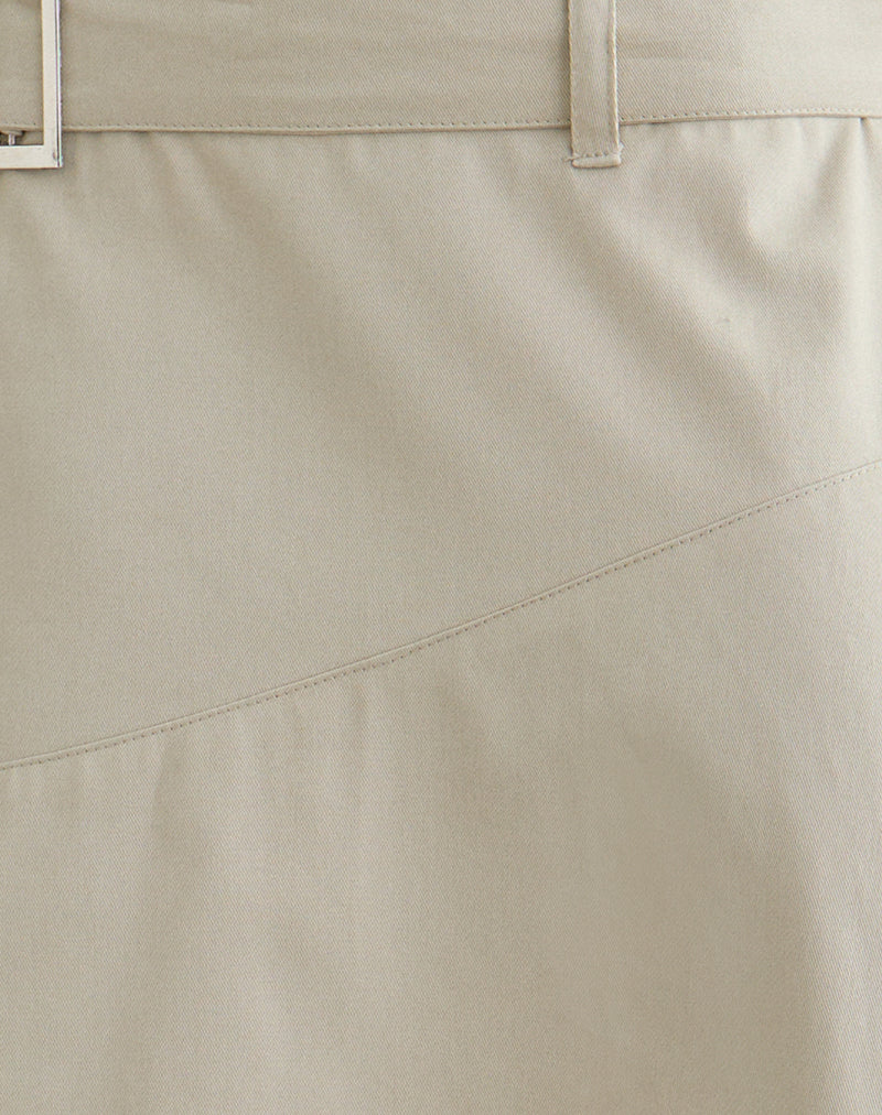 Cabot Midi Skirt with Belt in Cotton Twill Latte - Image 5