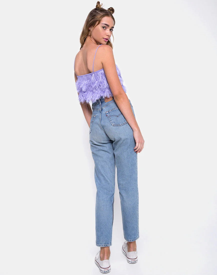 Cadence Crop Top in Faux Fur Lilac - Image 5
