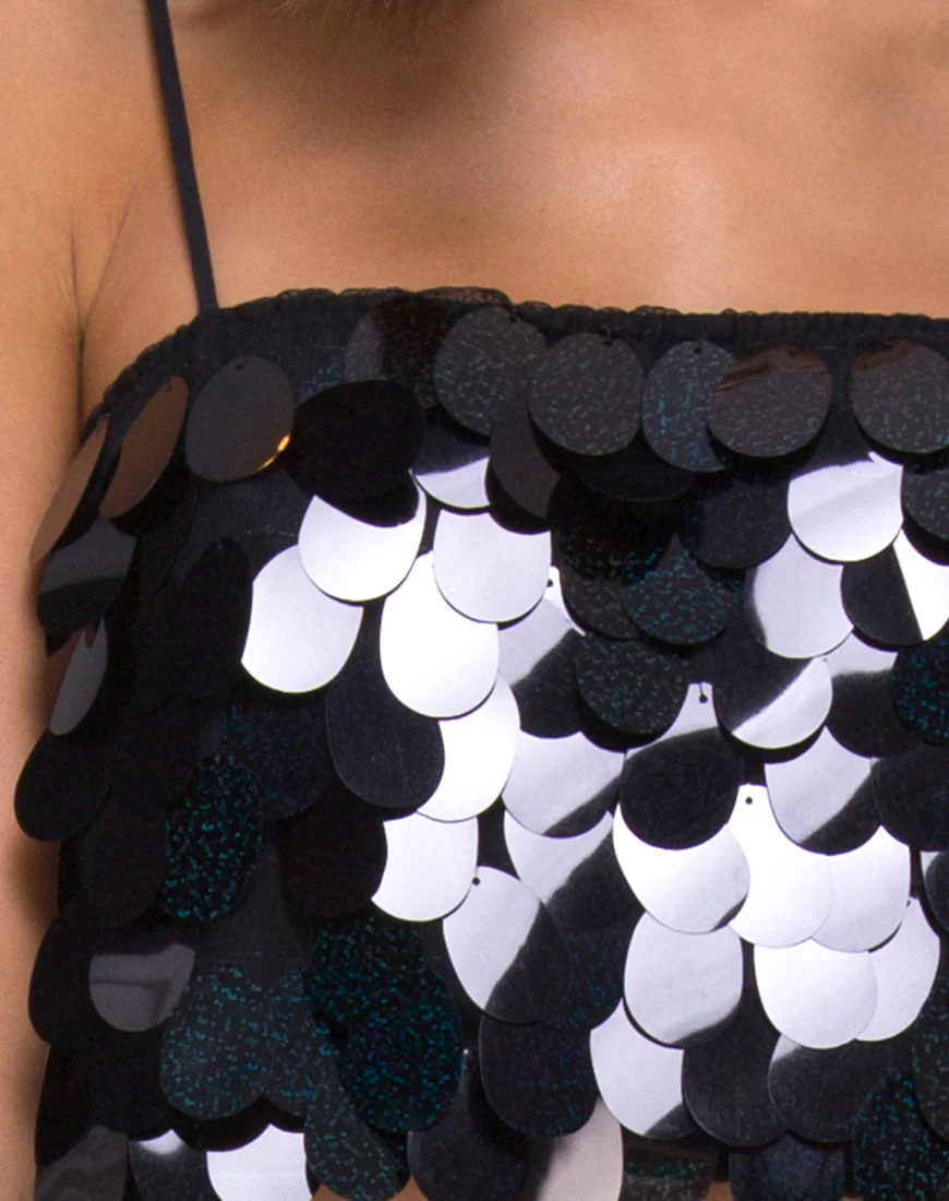 Candence Crop Top in Galaxy Tear Drop Sequin - Image 5