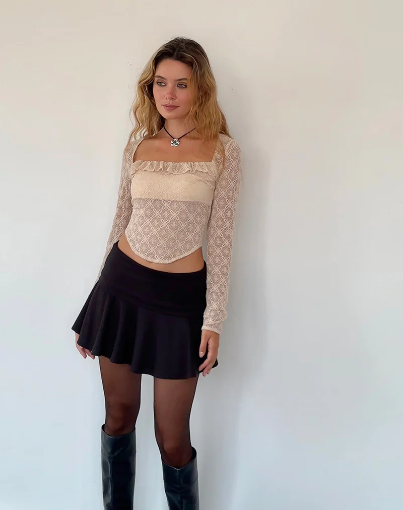Caelyn Long Sleeve Top in Textured Nude Lace - Image 5