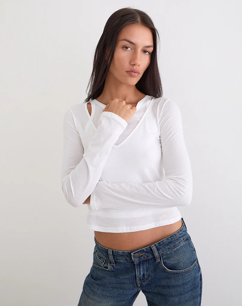 Cak Long Sleeve Top in Tissue Jersey White - Image 2