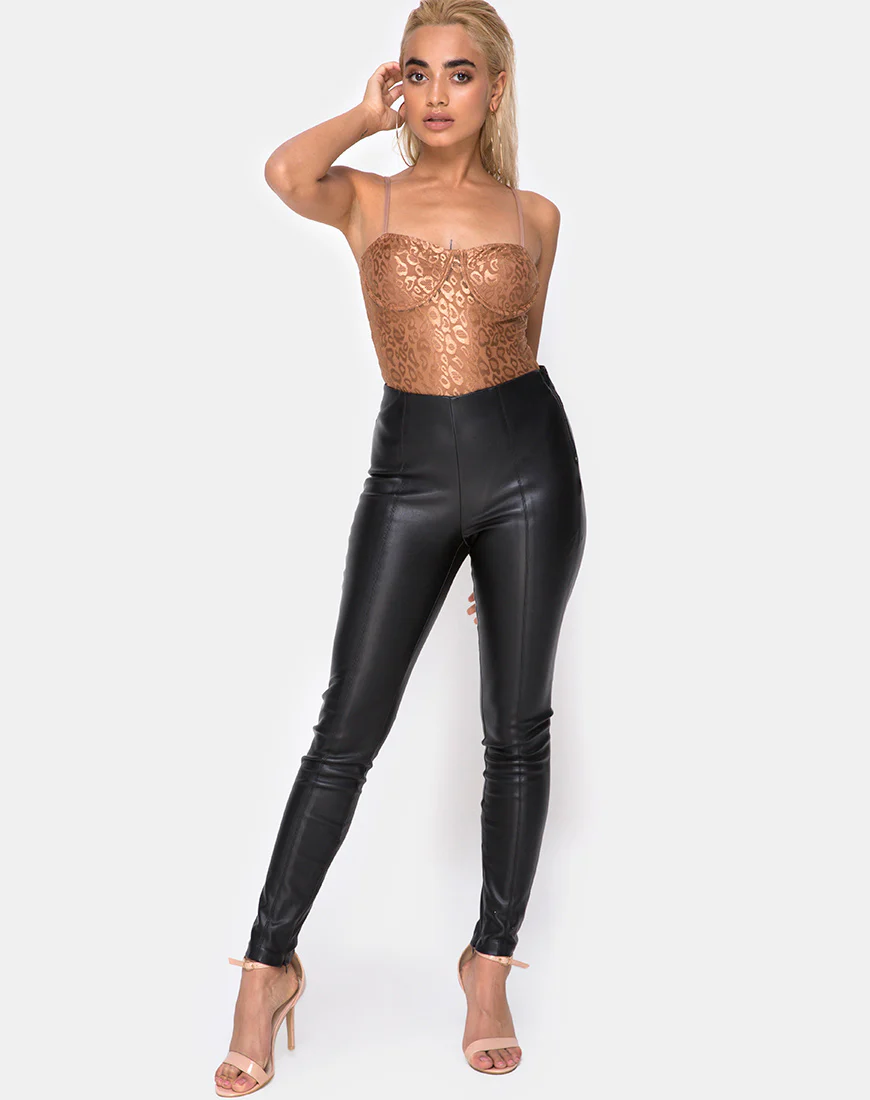 Calani Bodice in Leopard Sheen Net Caramel - Image 3