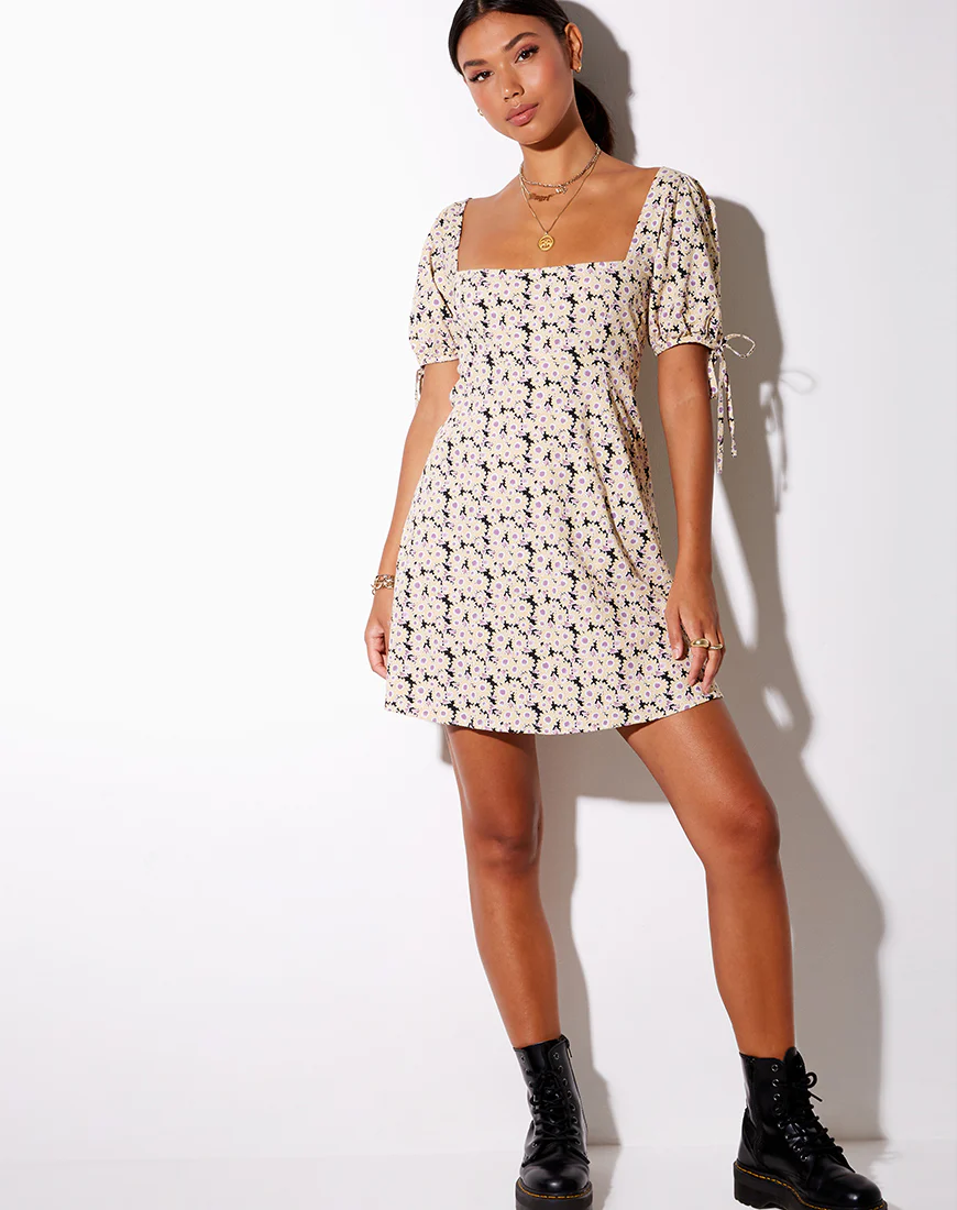 Calia Dress in Daisy Day Dream Cream - Image 3
