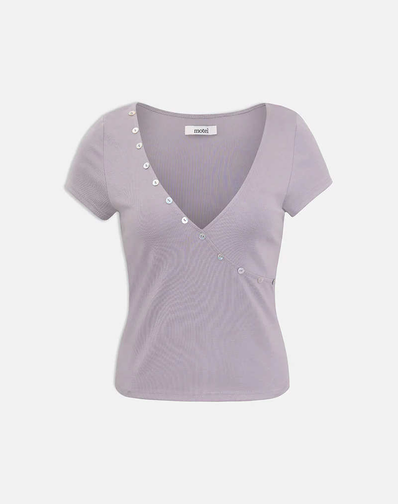 Caliza Top in Lilac Grey Eco Lyocell - Image 3