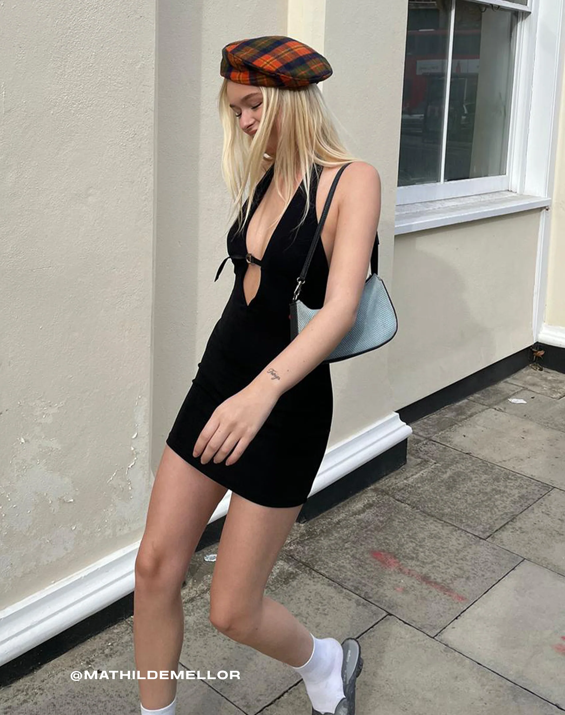 Calla Halter Mini Dress in Black - Image 2
