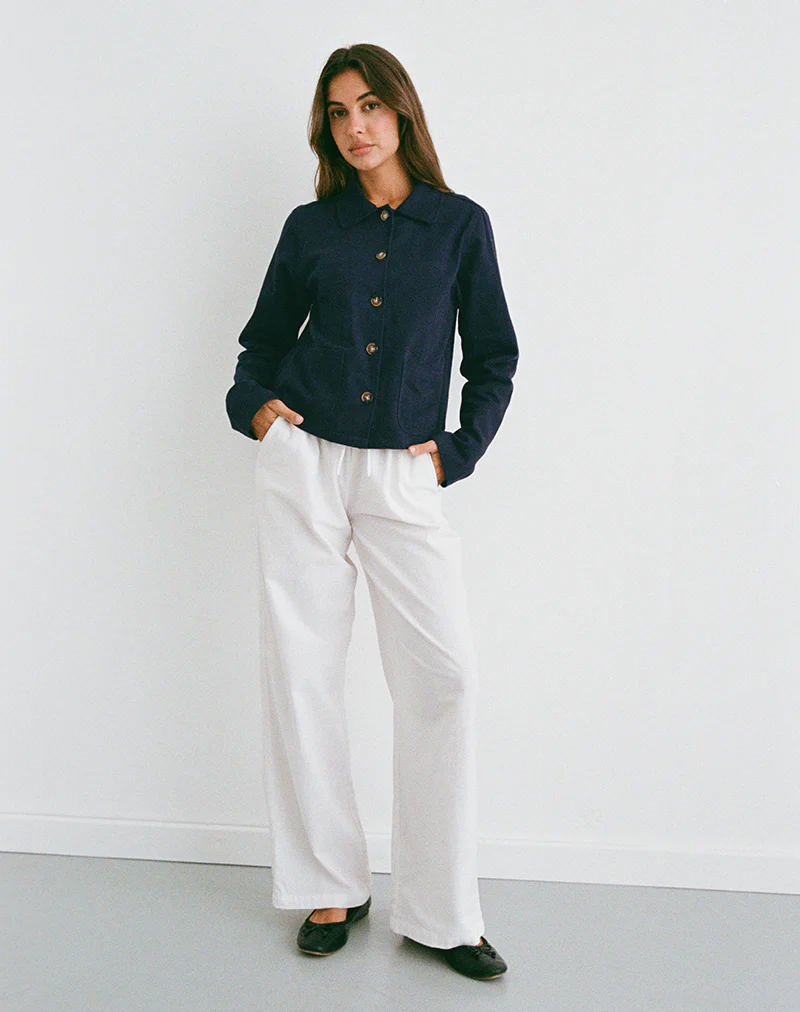 Calva Boxy Jacket in Dark Navy - Image 2