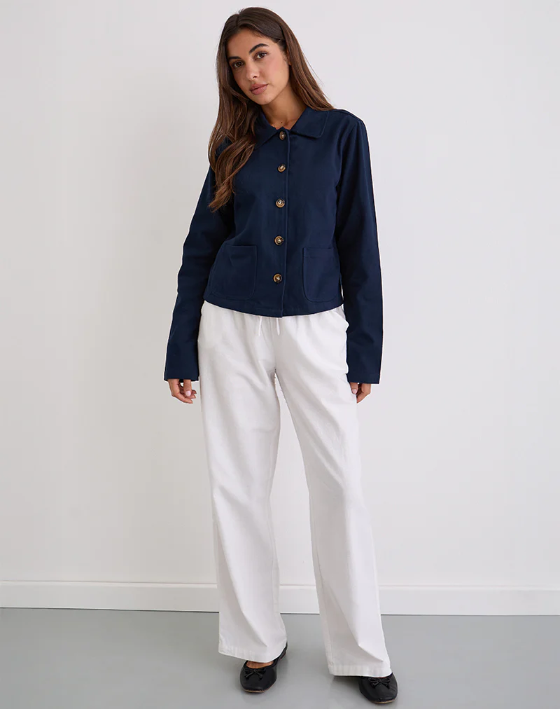 Calva Boxy Jacket in Dark Navy - Image 4