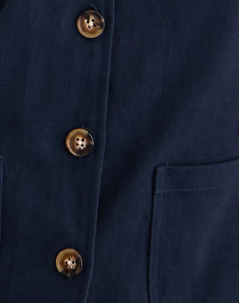 Calva Boxy Jacket in Dark Navy - Image 7