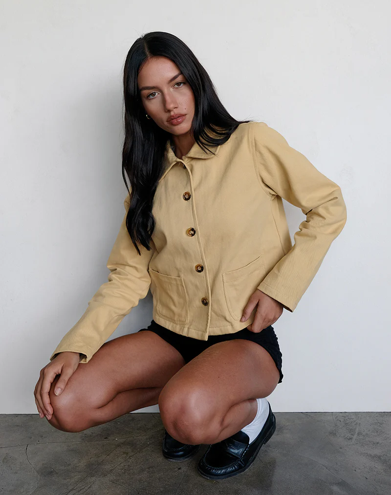 Calva Boxy Jacket in Tan - Image 6