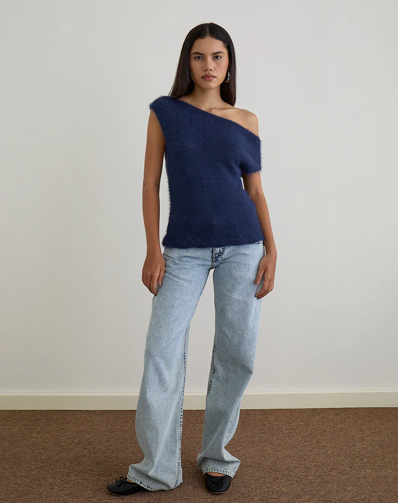 Calyce Top in Fluffy Knit Navy - Image 2