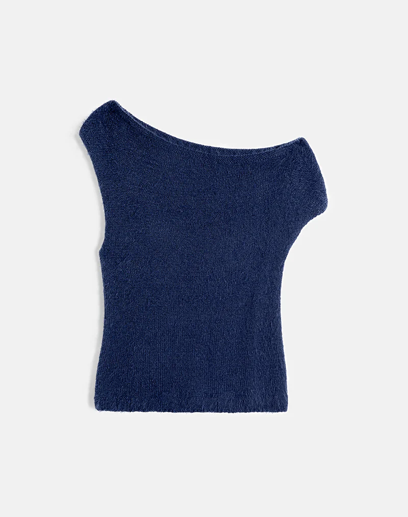 Calyce Top in Fluffy Knit Navy - Image 3