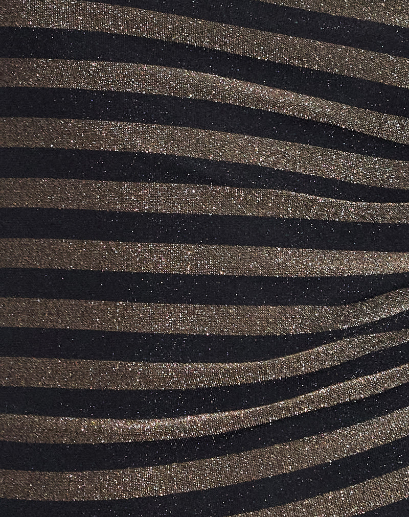 Calypso Off Shoulder Top in Lurex Gold Stripe - Image 7