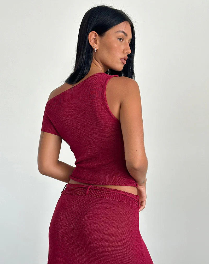 Calypso Top in Sheer Knit Red - Image 4