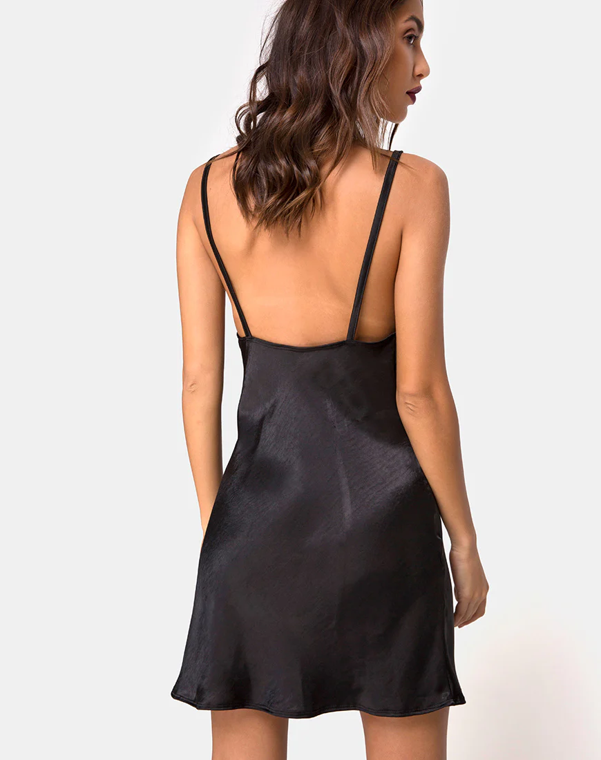 Camala Dress in Satin Black - Image 2