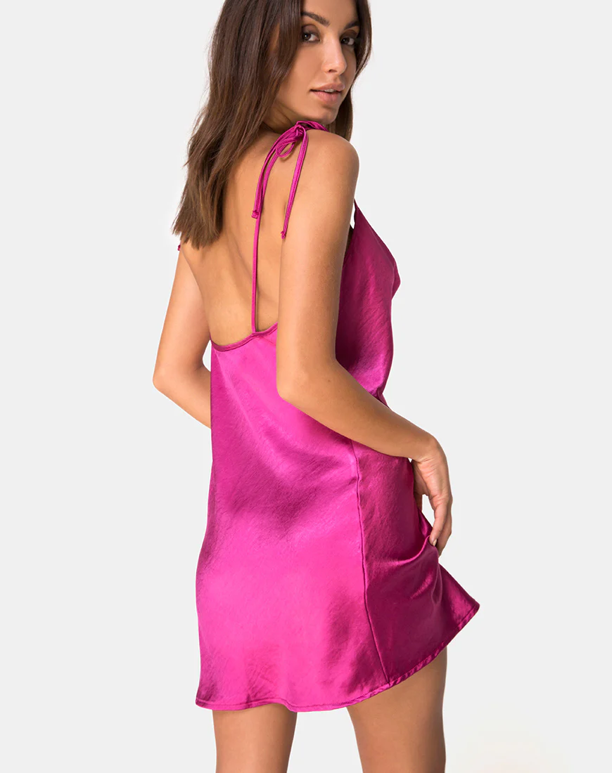 Camara Dress in Satin Magenta - Image 2