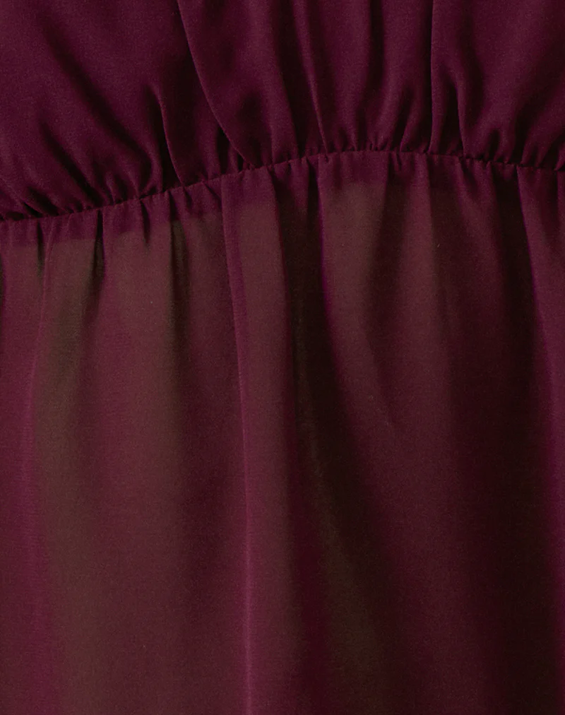 Camden Cami Top in Satin Chiffon Burgundy - Image 6