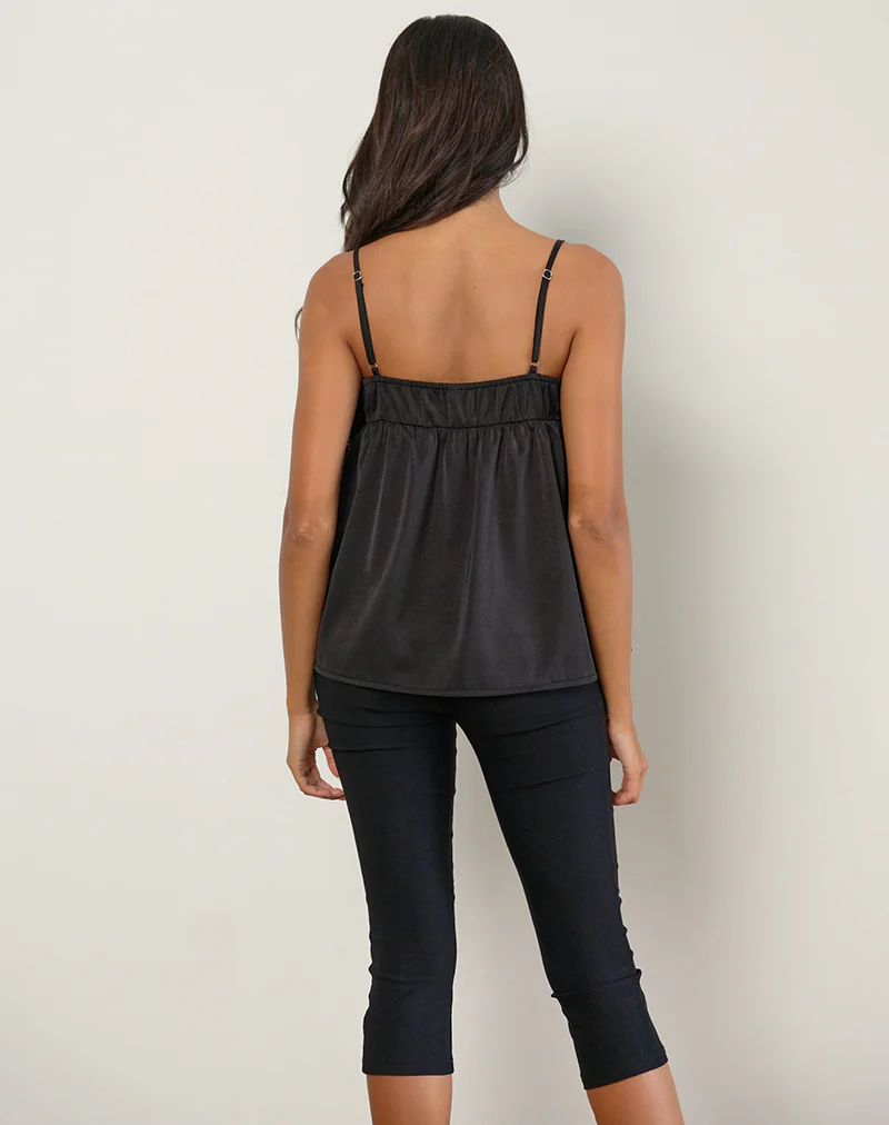 Camden Longline Cami Top in Satin Black - Image 5