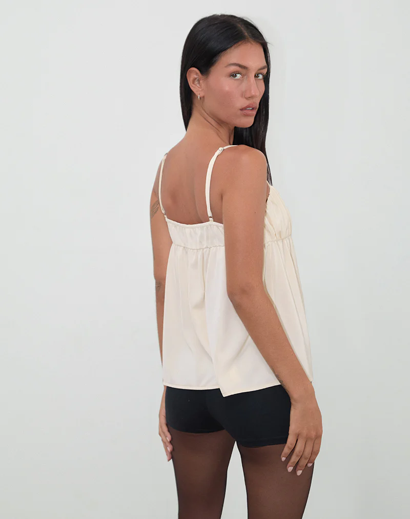Camden Longline Cami Top in Satin Ivory - Image 4